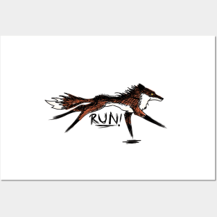 Run! Demon Fox (Colour Version) Posters and Art